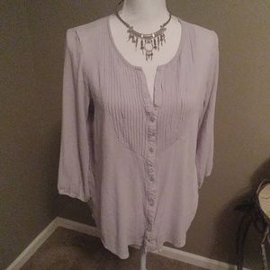 Old Navy button up with unique neck line.